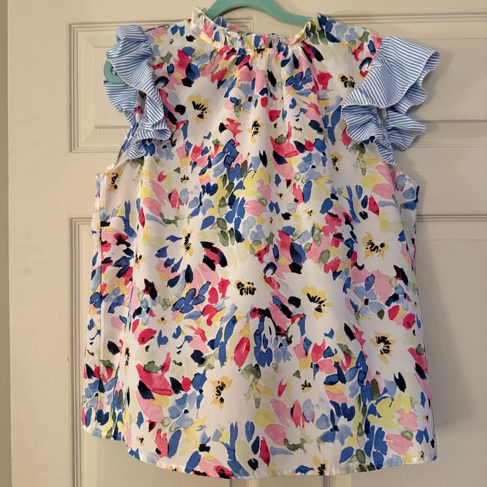 Breeyaza Floral Print Ruffle sleeved summer blouse XL (12) - Picture 2 of 4